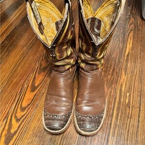 Chocolate Caiman Wing Boots